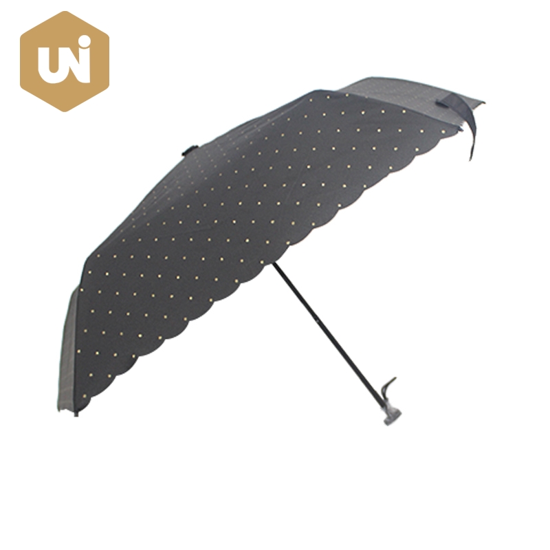 مظلة مطر سوداء صغيرة الحجم من 3 أقسام