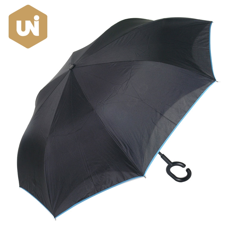 Fiberglass Manual Open And Close Reverse Umbrella C Handle - 1