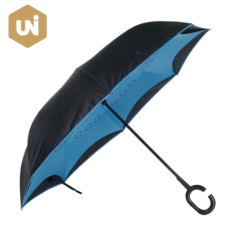 Fiberglass Manual Open And Close Reverse Umbrella C Handle