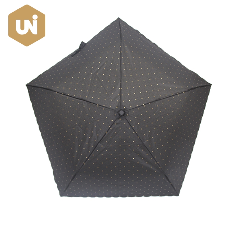 Black Compact Super Mini 3 Section Rain Umbrella - 1