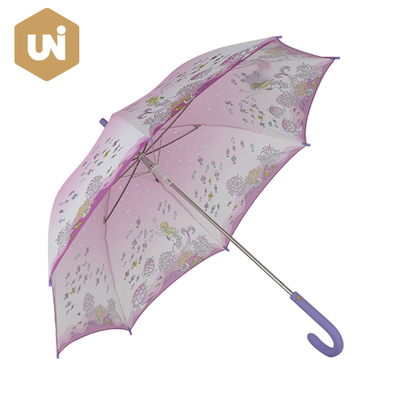 Printed Color Long Stick Rain Umbrella - 2 