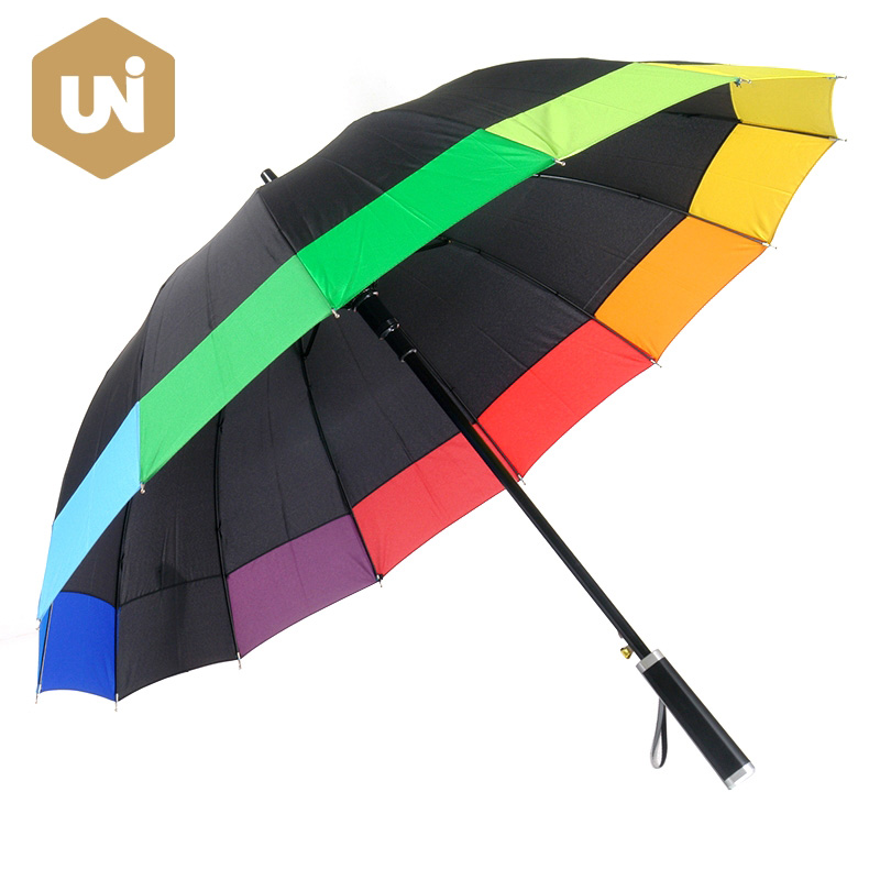 Специальный длинный зонт-палочка для взрослых с радужным краем