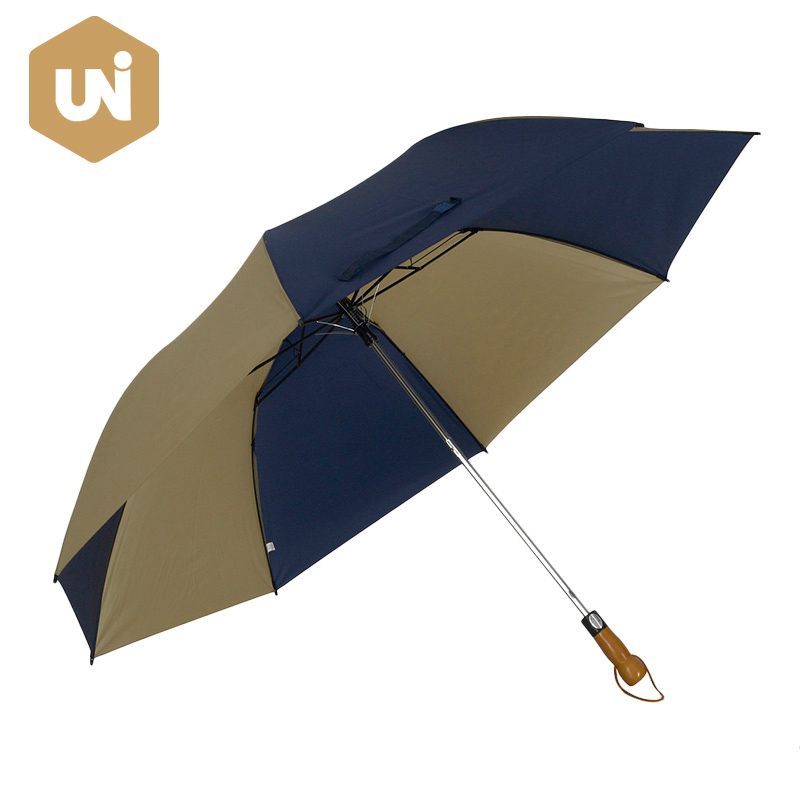 Wooden Two Folding Automatic Golf Umbrella - 2 