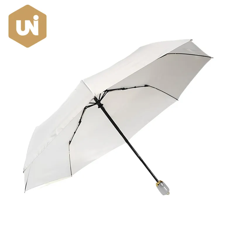 Белый складной зонт с автоматическим открыванием и закрыванием