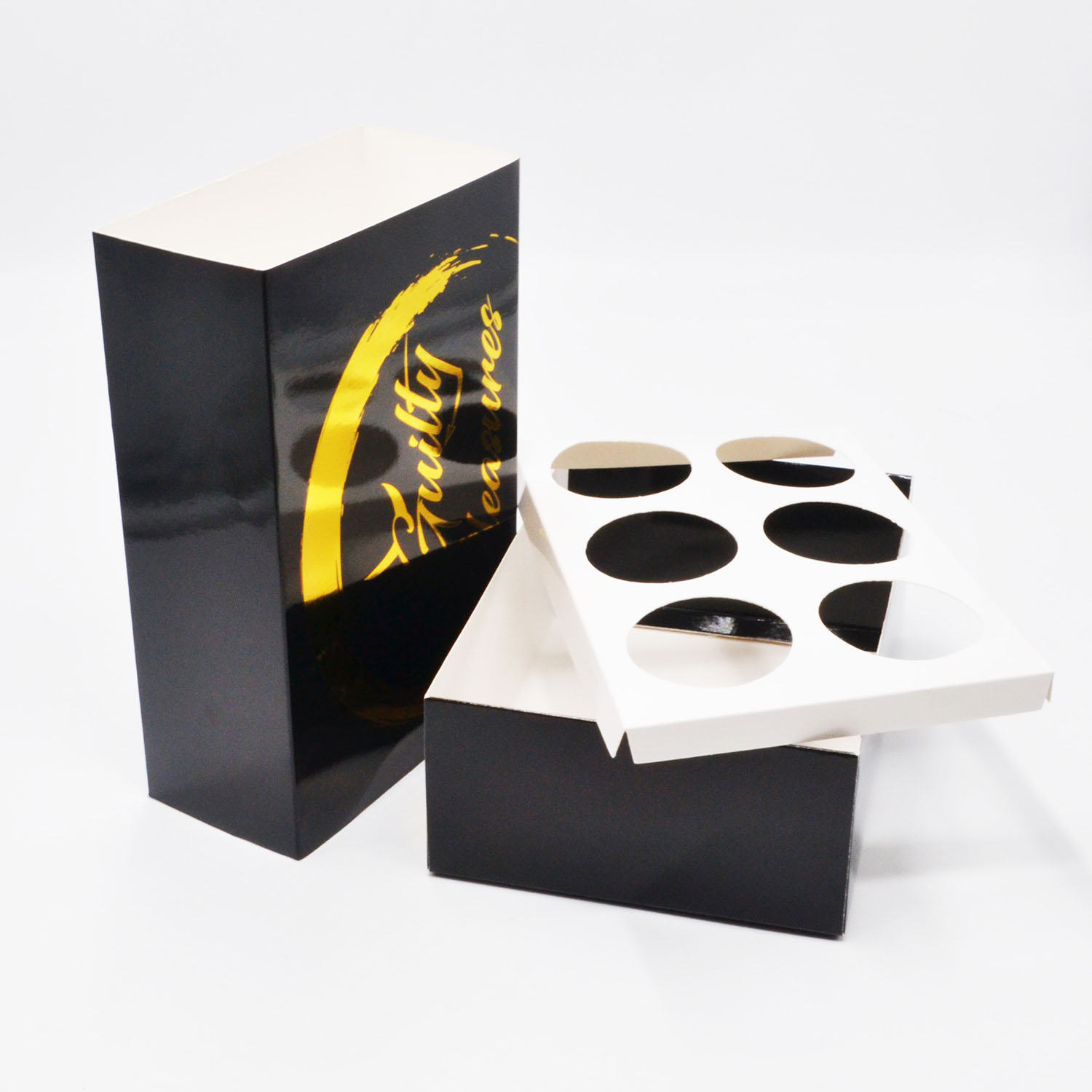 color printed Cupcake Cake Box Packaging with gold stamping