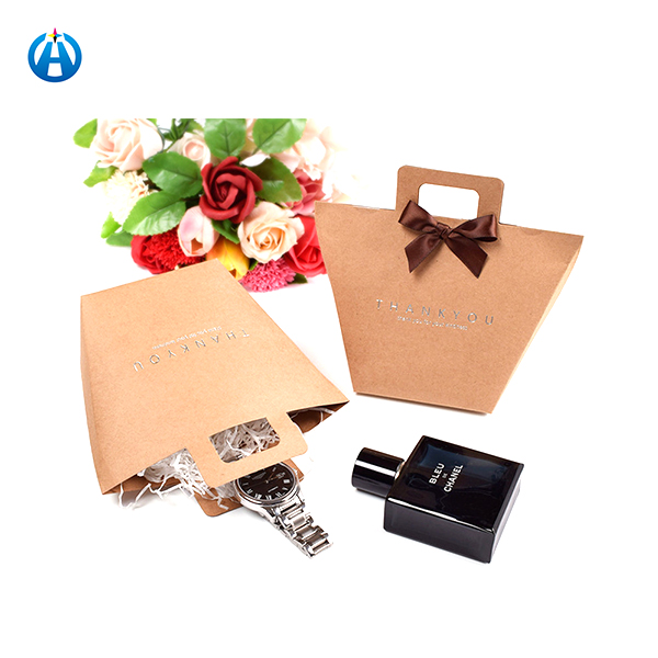 Candy Gift Packaging Kraft Paper Bag for Wedding Dragee Baby Shower With Handles