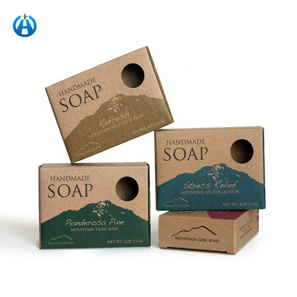 Cheap Customized Logo Kraft Paper Box Handmade Soap Box With PVC Window