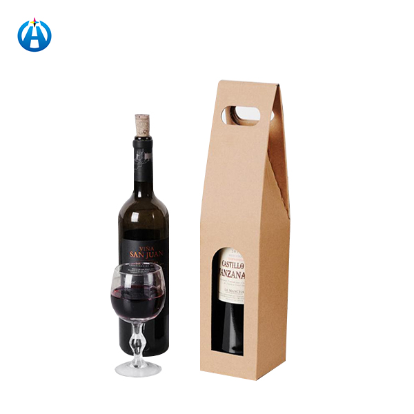 Kraft Paper 2 Ply Packing Wine Bottle Paper Gift Bag With Logo Print