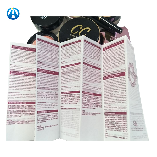 Printed Cosmetic Instruction Leaflet Instruction Parchment Paper Manual
