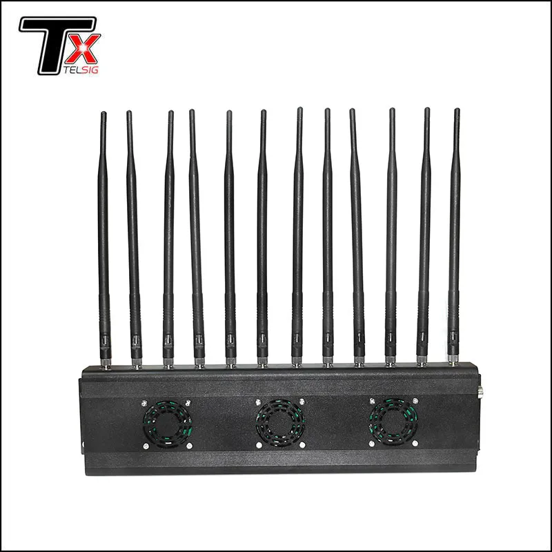 12 Channel Signal Jammer Desktop 10-50M Mobile Cell Phone Signal Jammer