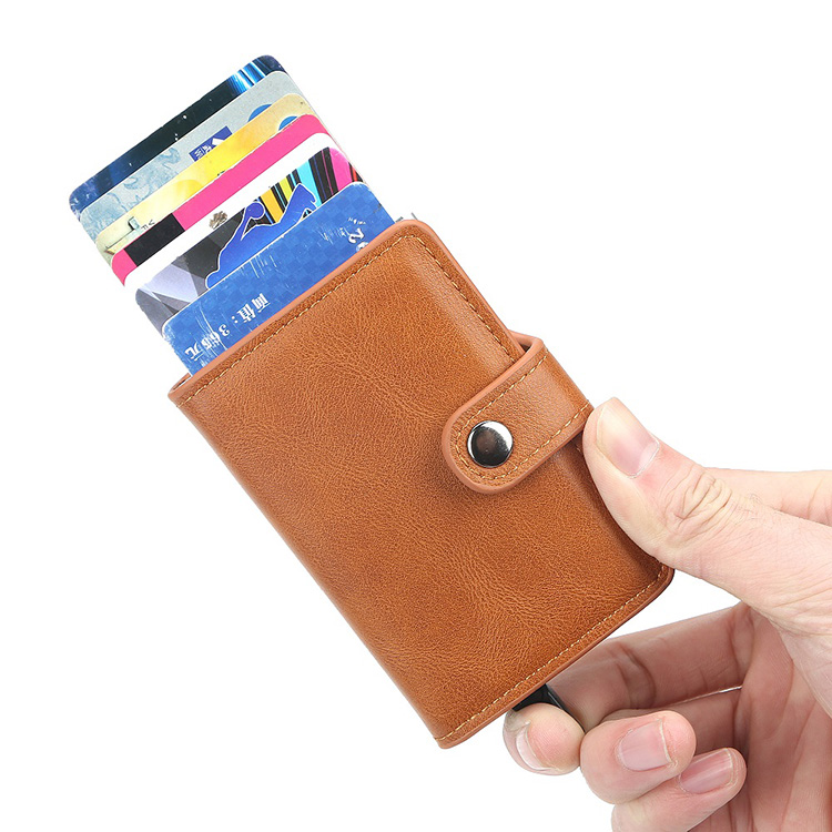 Алуминиев изскачащ портфейл за кредитна карта против кражба с RFID за мъже