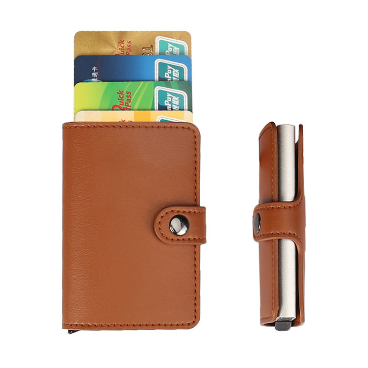 Porta-cartões de crédito anti-roubo RFID de alumínio Pop Up Wallet para homens