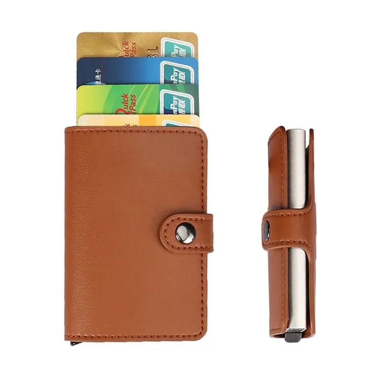 Алюминиевый всплывающий кошелек с защитой от кражи кредитных карт RFID для мужчин