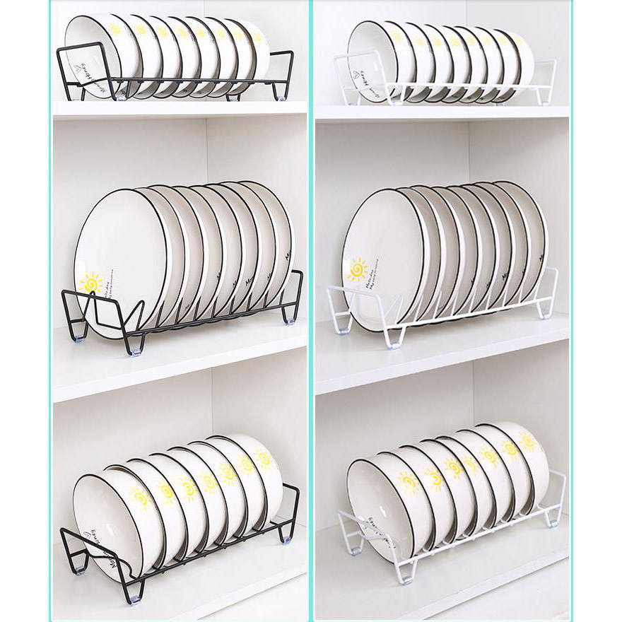 Бял метален поставка за чинии за кухня
