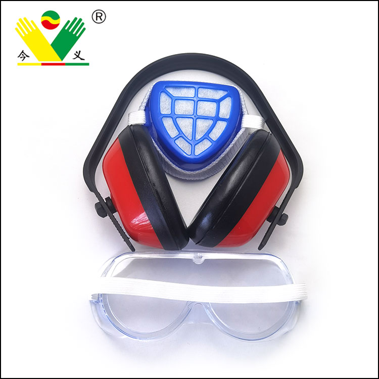 Masker Debu Plastik + Penutup Telinga Anti Kebisingan + Kaca Tahan Debu Tiga Setelan