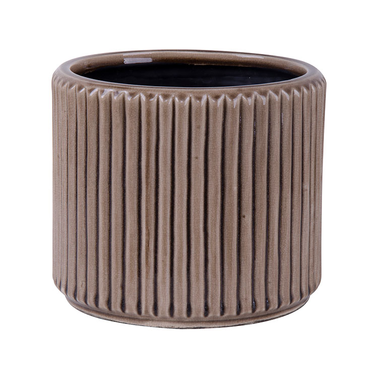 Ceramic Cylinder Structured Modern Flower Pots