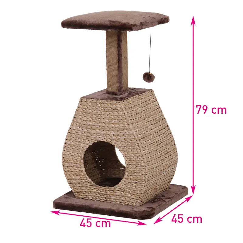 GSPT-011 Square Seagrass Cat Tree With Scratch Post