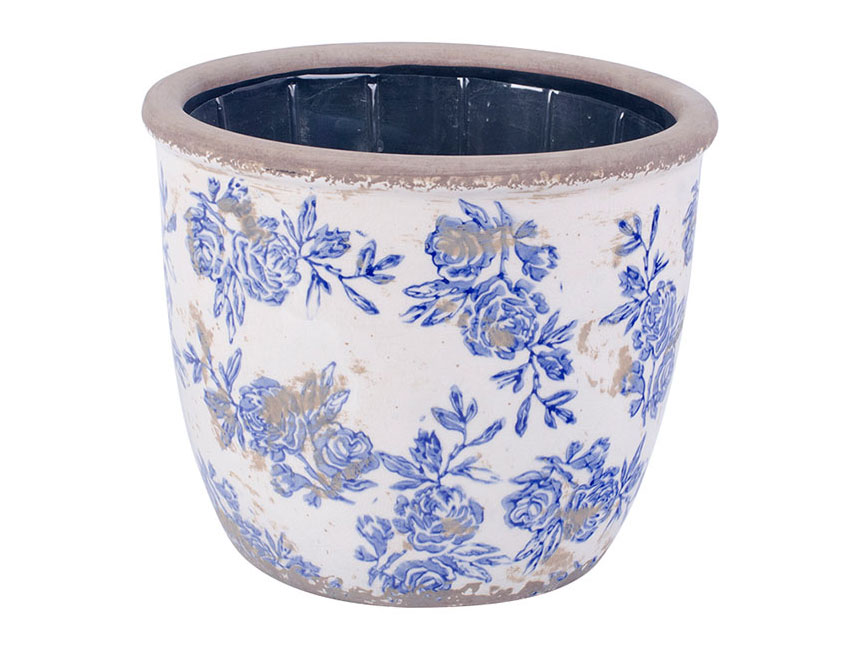 Antique Hand Painted Ceramic Flower Pots
