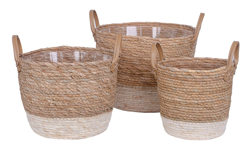 Natural Fiber Plant Basket Set Of 2