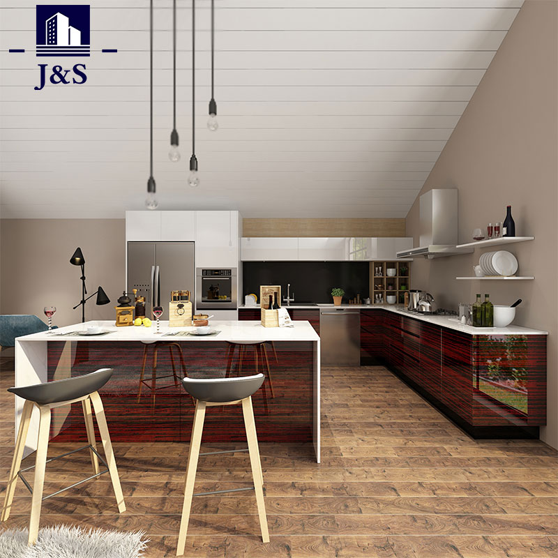 کابینت آشپزخانه سفید مدرن آشپزخانه روکش چوبی