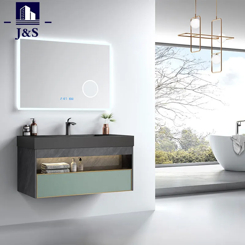 Meuble de salle de bain en bois, meuble-lavabo demi-baignoire