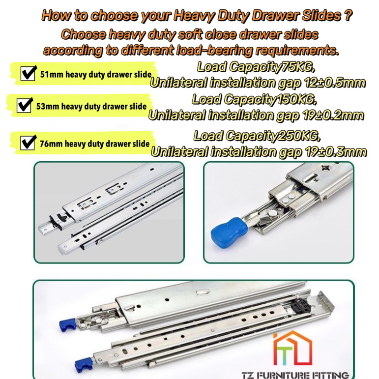 Heavy Duty Soft Close Drawer Slides