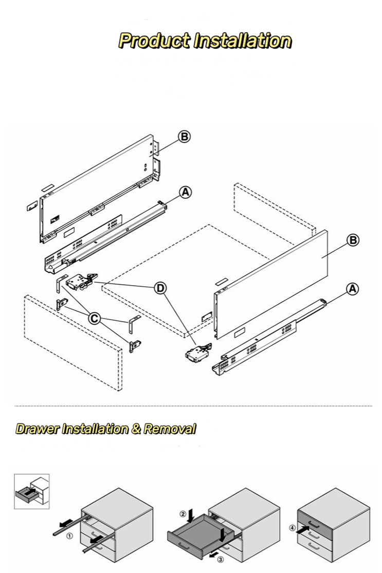 Concealed Undermount drawer slides