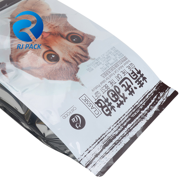 Flat Bottom Pet Food Packaging Plastic Pouch Bag For Cat Food
