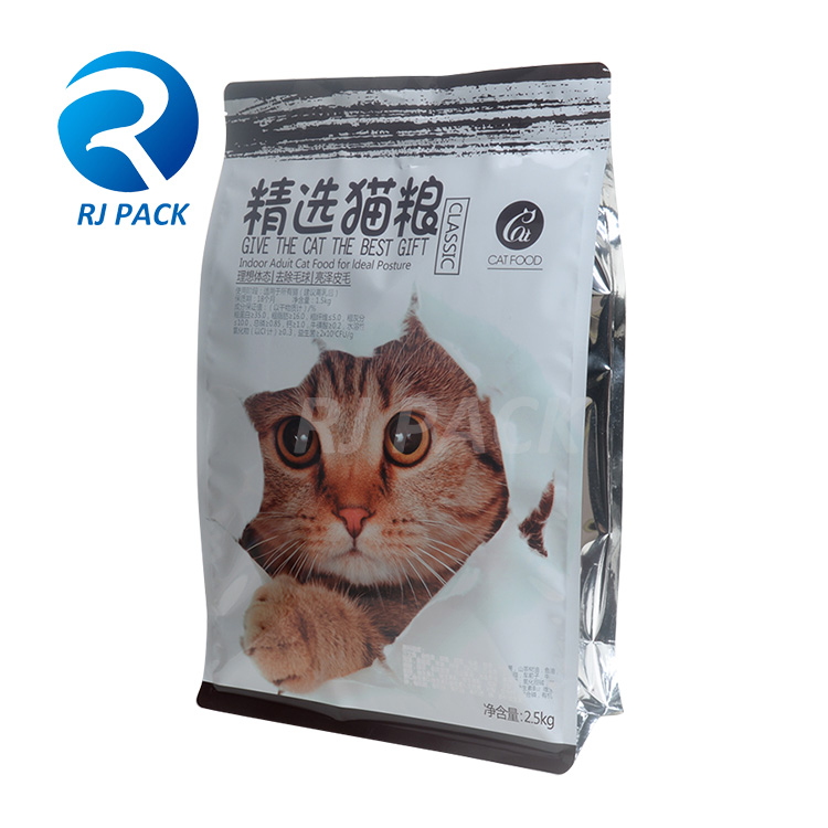 Flat Bottom Pet Food Packaging Plastic Pouch Bag For Cat Food