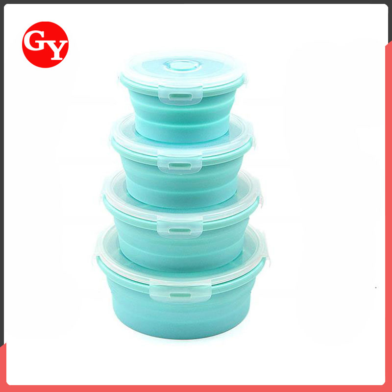 Round Silicone Lunch Box, Folding Lunch Box With Lid, Fresh-keeping Box