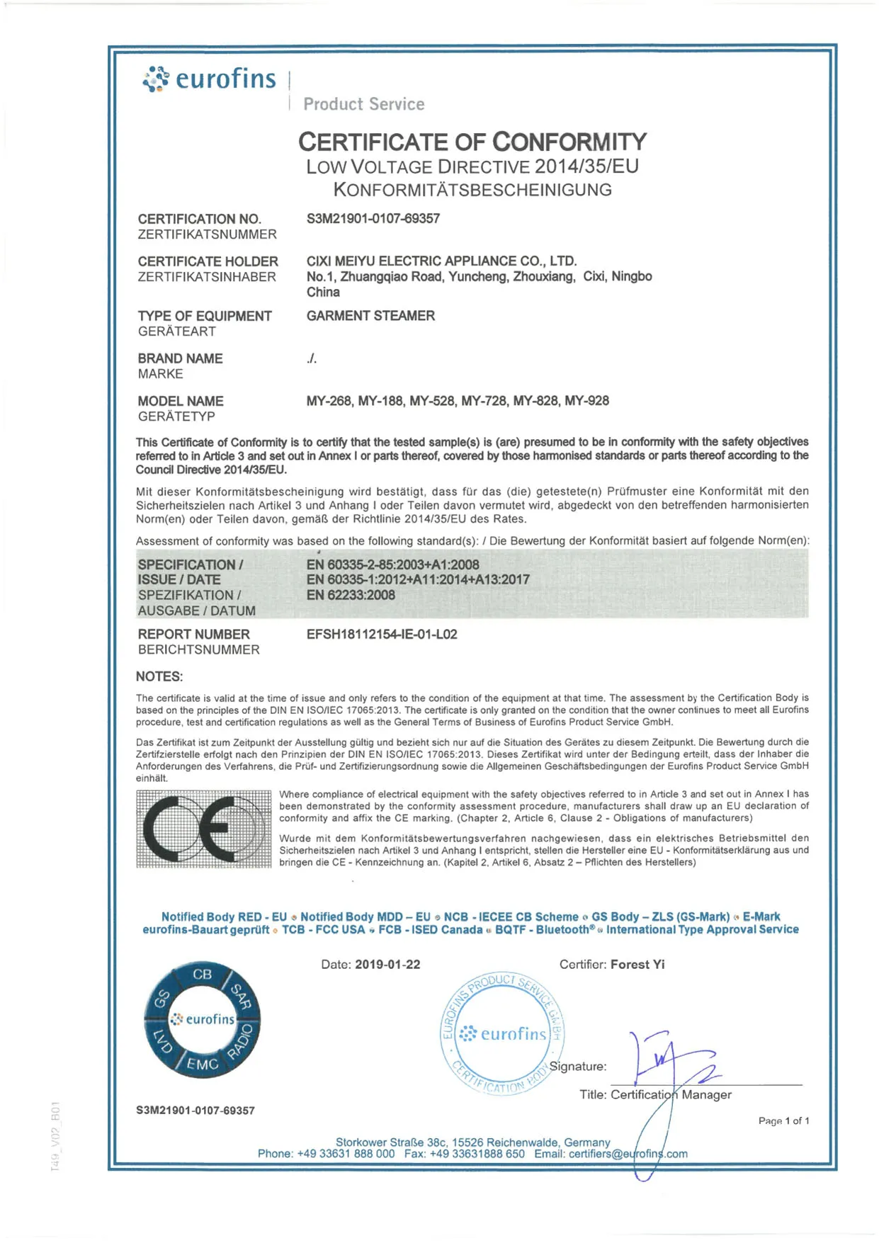LVD certifikat S3M21901-0107-69357_LVD CoC