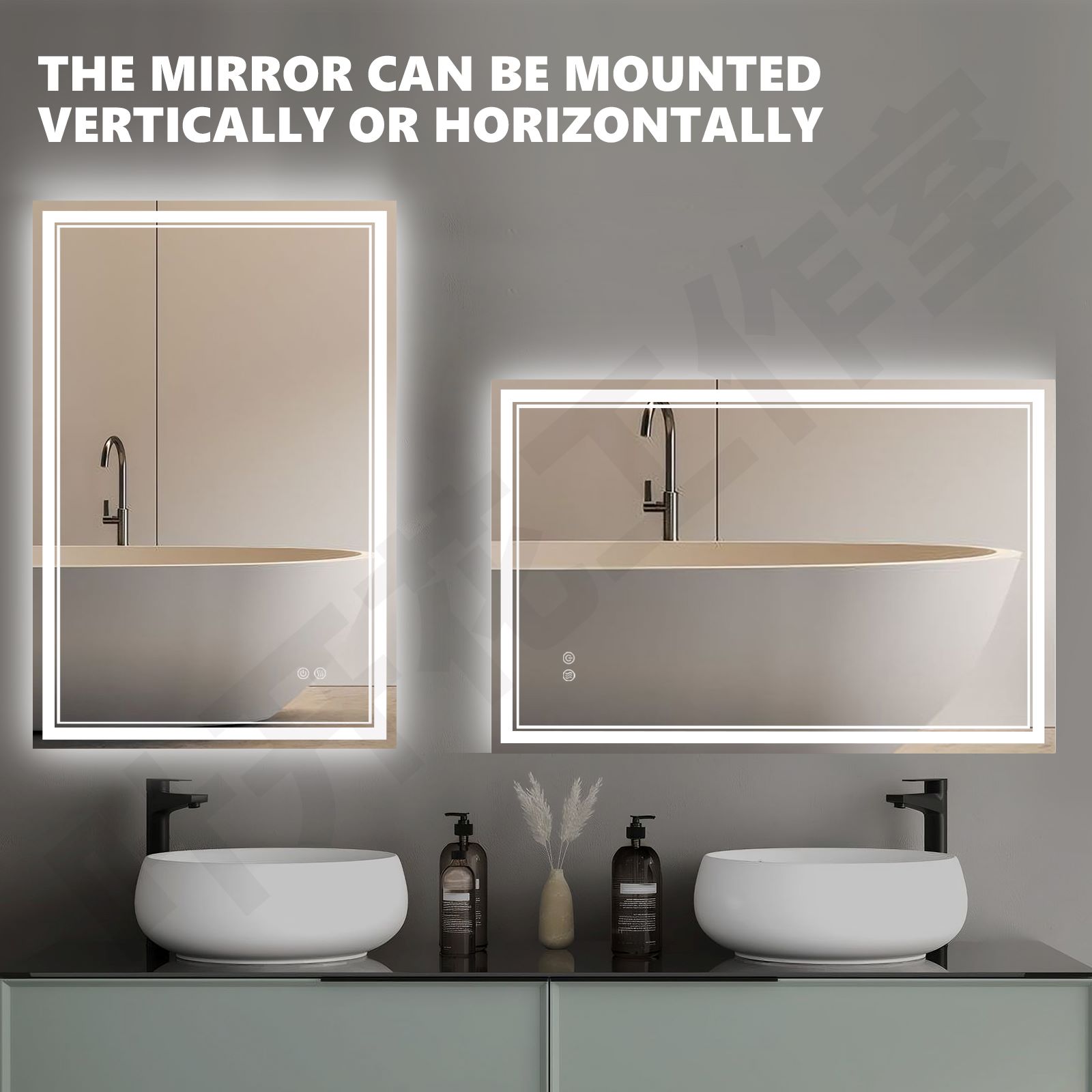 Врућа продаја Предње светло + декоративно правоугаоно ЛЕД огледало за купатило са позадинским осветљењем - 1 