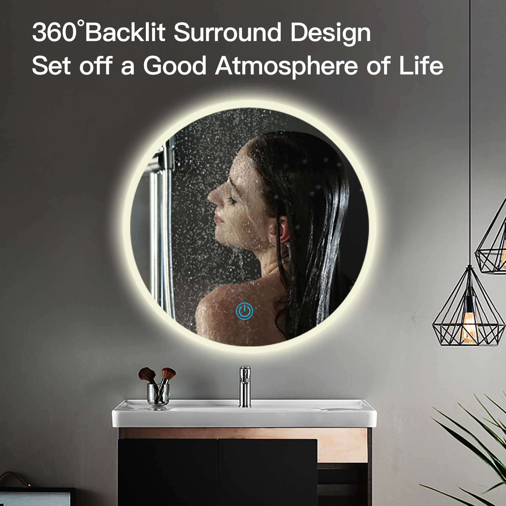 Customized Wall Mounted LED Lighted Bathroom Salon Mirror