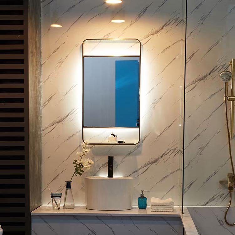 Dekorasi rumah: cermin kamar mandi, layar sentuh, cermin kamar mandi cerdas LED dengan cahaya