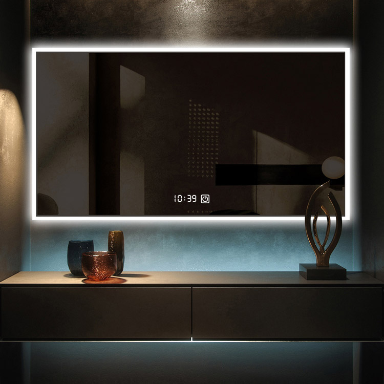 Прилагођено огледало за купатило са ЛЕД осветљењем на зиду - 0