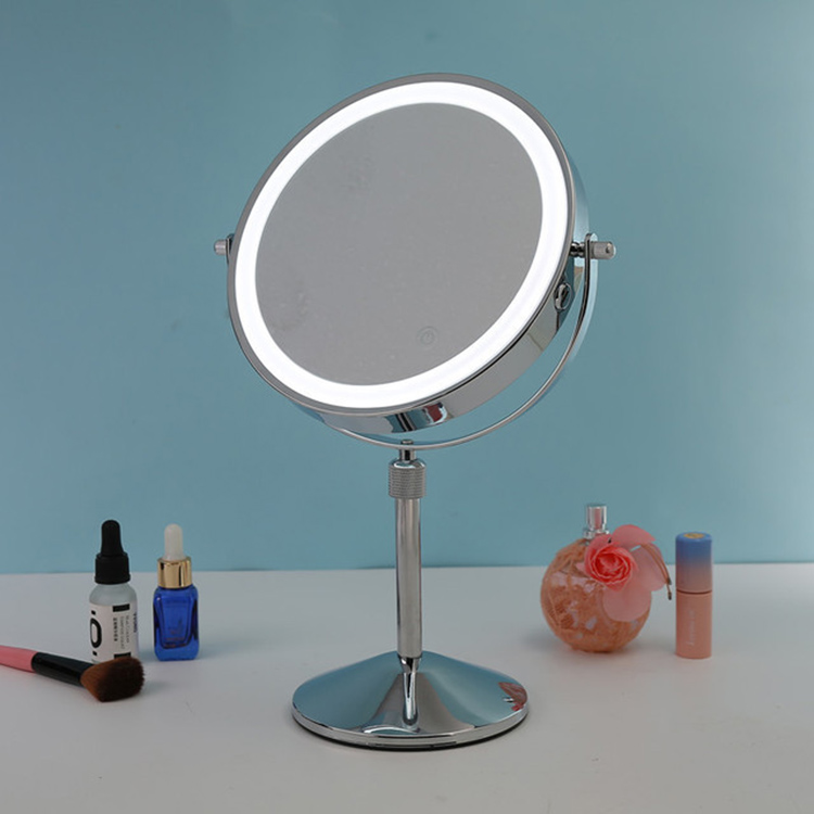 Doppelseitige runde LED-Make-up-Spiegel-Vergrößerung - 0 