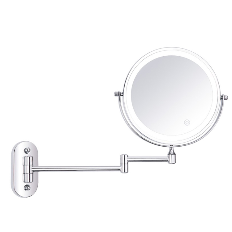 Dual Arm Folding Round LED Makeup Mirror - 2 