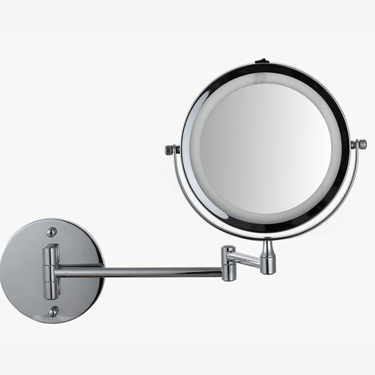 Подвійне складне кругле світлодіодне дзеркало для макіяжу