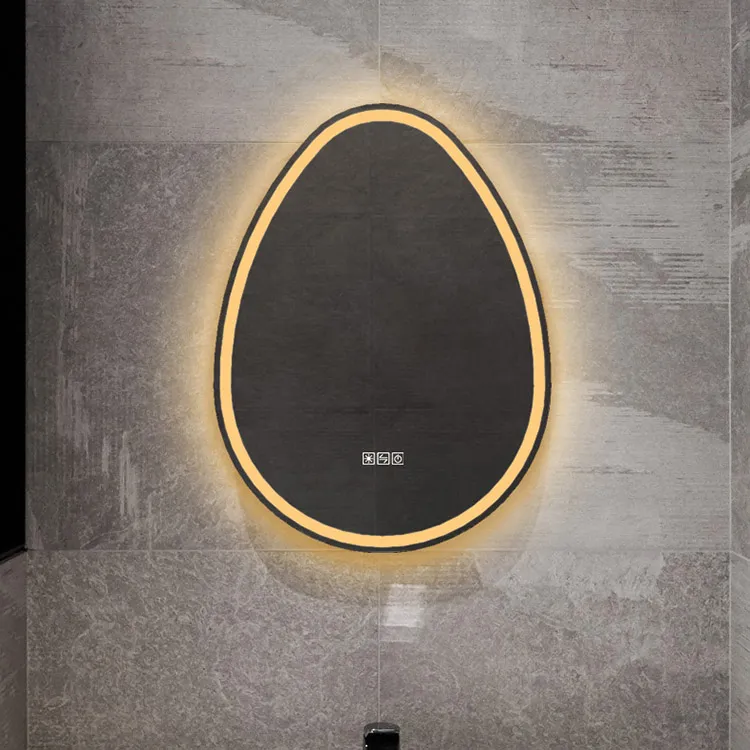 Miroir de salle de bain LED irrégulier sans cadre