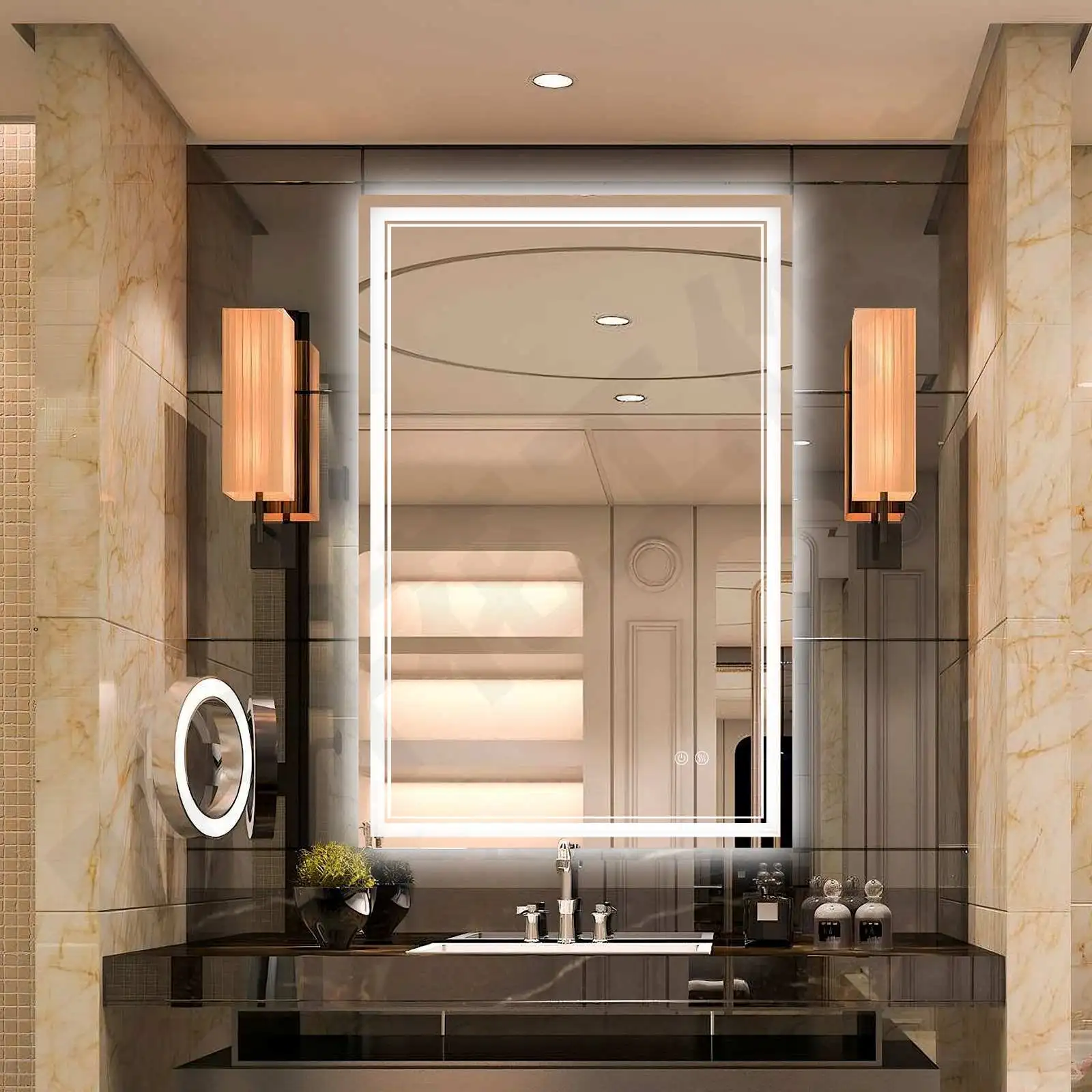 Hot sale Front light+Backlit Decrative Rectangle LED Bathroom Mirror