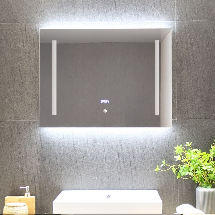 Rectangle LED Bathroom Mirror With Two Frosted Light Strips