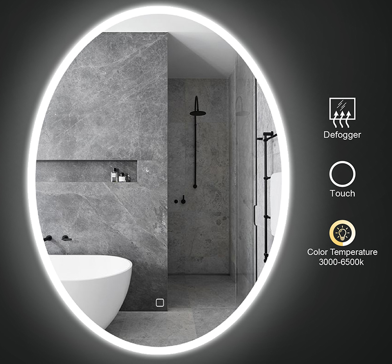 Frameless Oval LED Bathroom Mirror