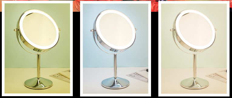 Round LED Makeup Mirror With Metal Frame