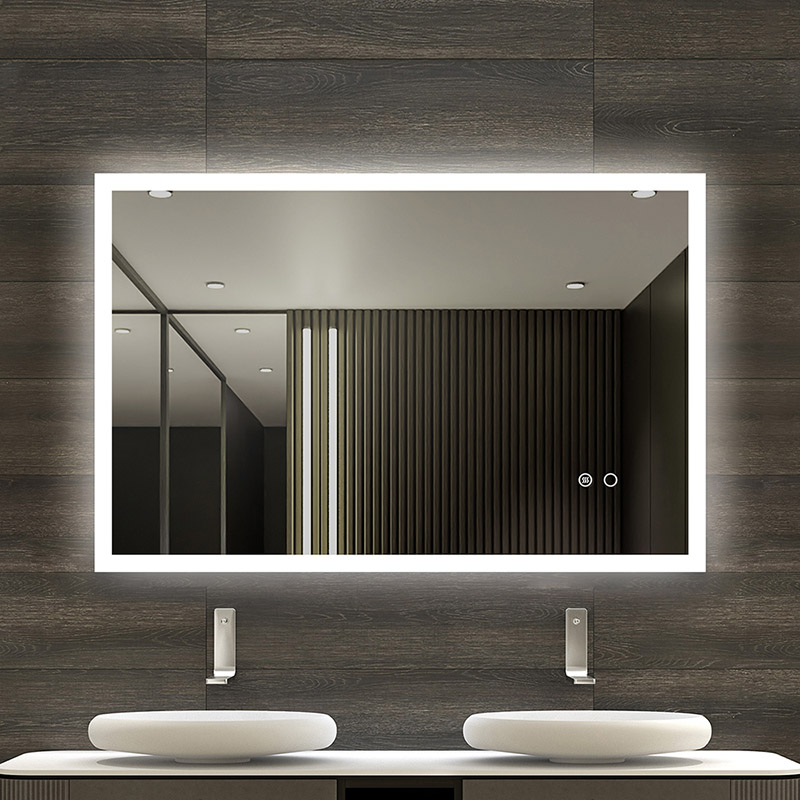 Rectangle Led Bathroom Mirror With Acrylic Edge Around
