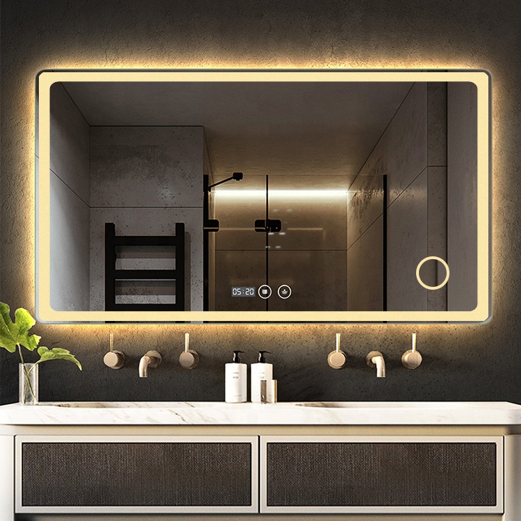 Rectangle LED Bathroom Mirror With 3x Magnifying Circle