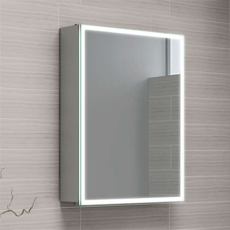 LED apšviesta veidrodinė spintelė su vienkartinėmis veidrodinėmis durimis