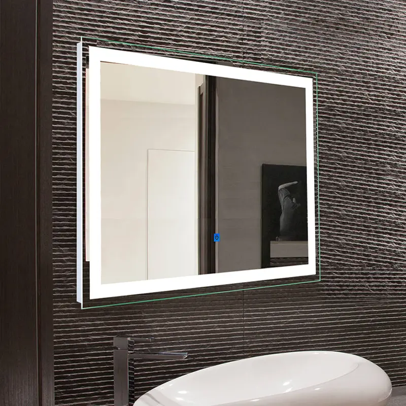 Модерно правоугаоно ЛЕД огледало за купатило са чврстим оквиром