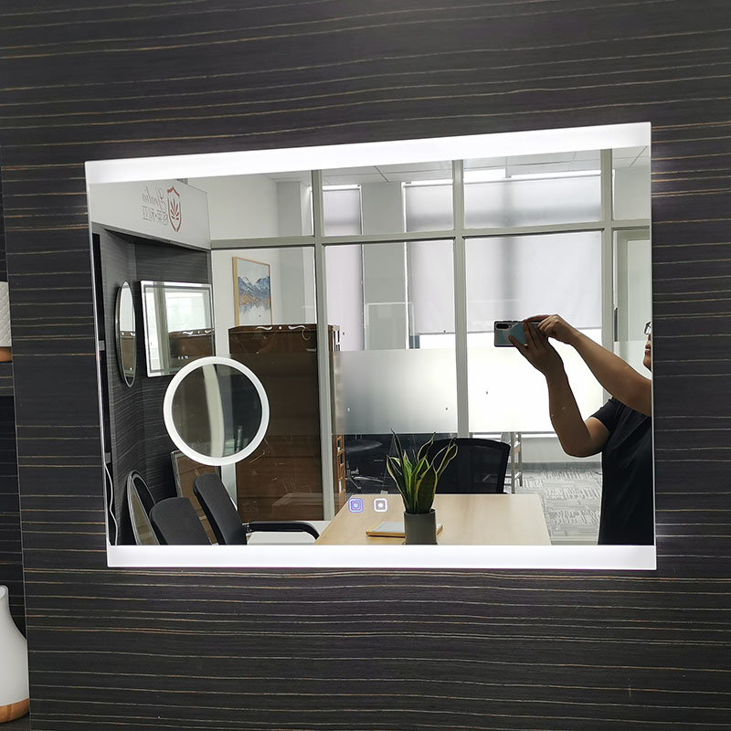 Rectangle Led Bathroom Mirror With Acrylic Edge And Magnify - 1 