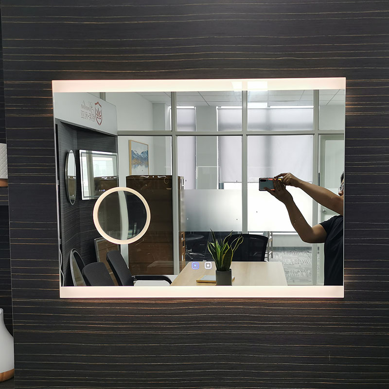 Rectangle Led Bathroom Mirror With Acrylic Edge And Magnify - 2