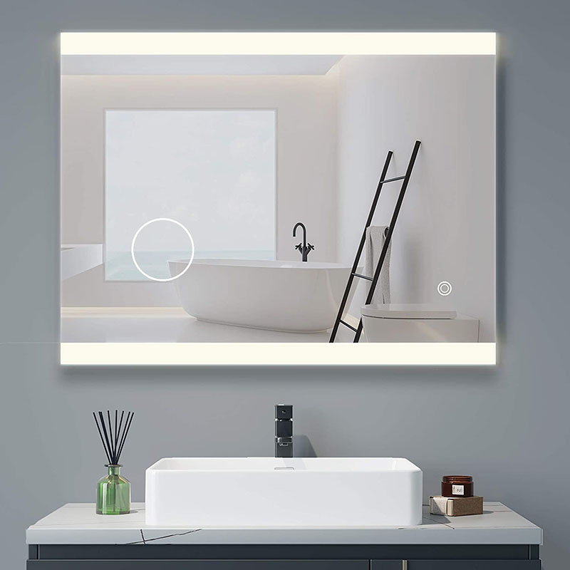Правоугаоно ЛЕД огледало за купатило са акрилном ивицом и увећањем - 3